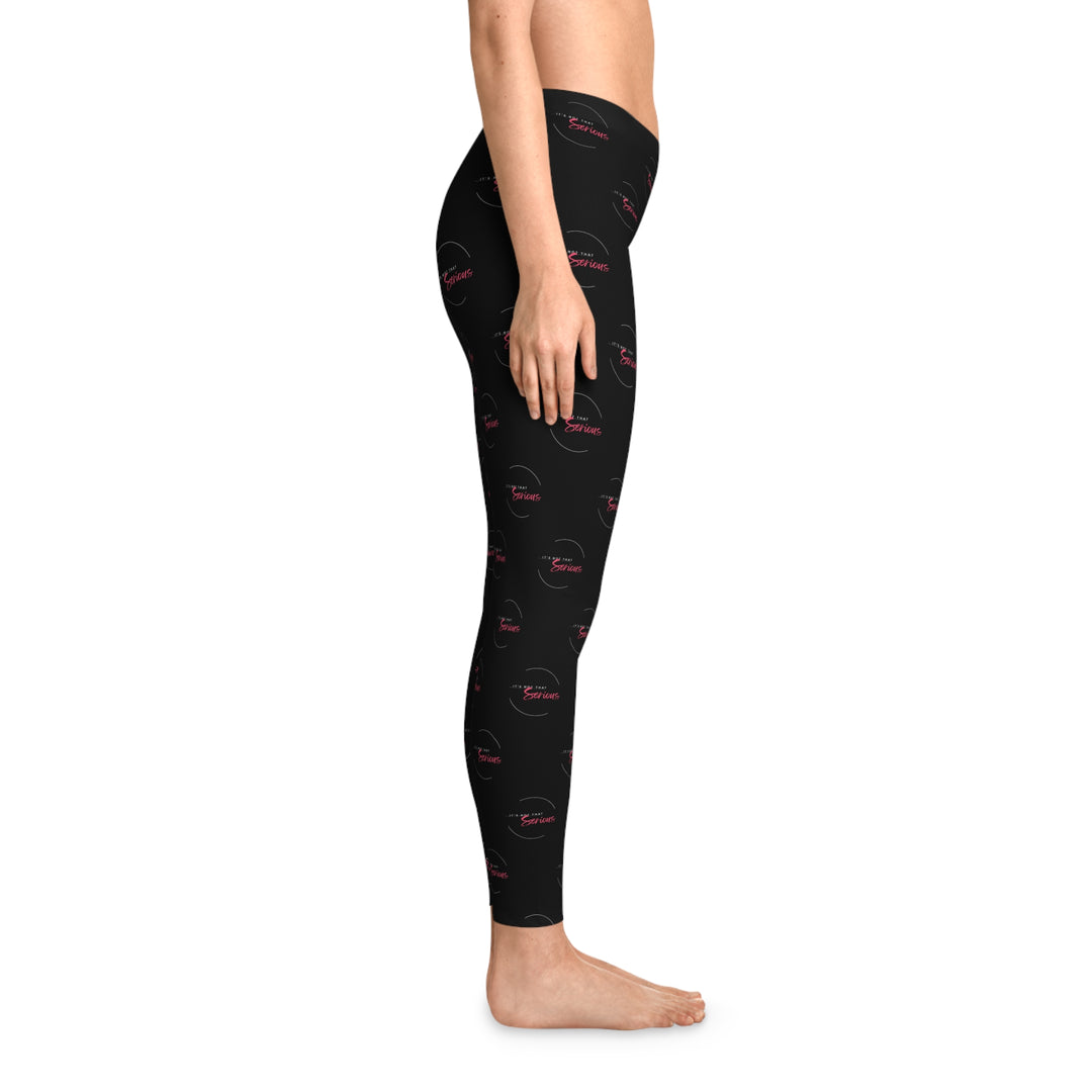 Black leggings with a pattern on a white background