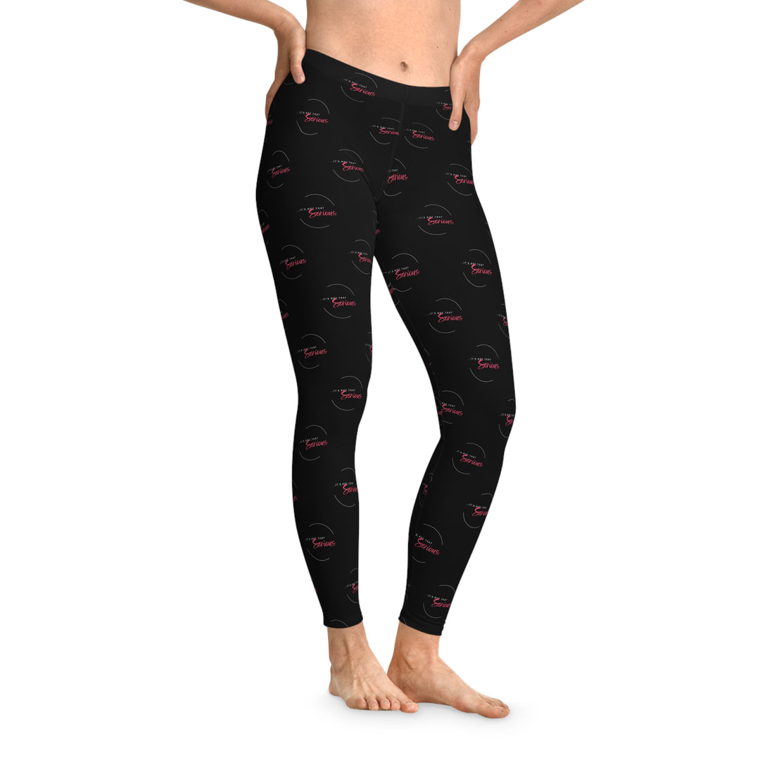 Black leggings with a pattern on a white background