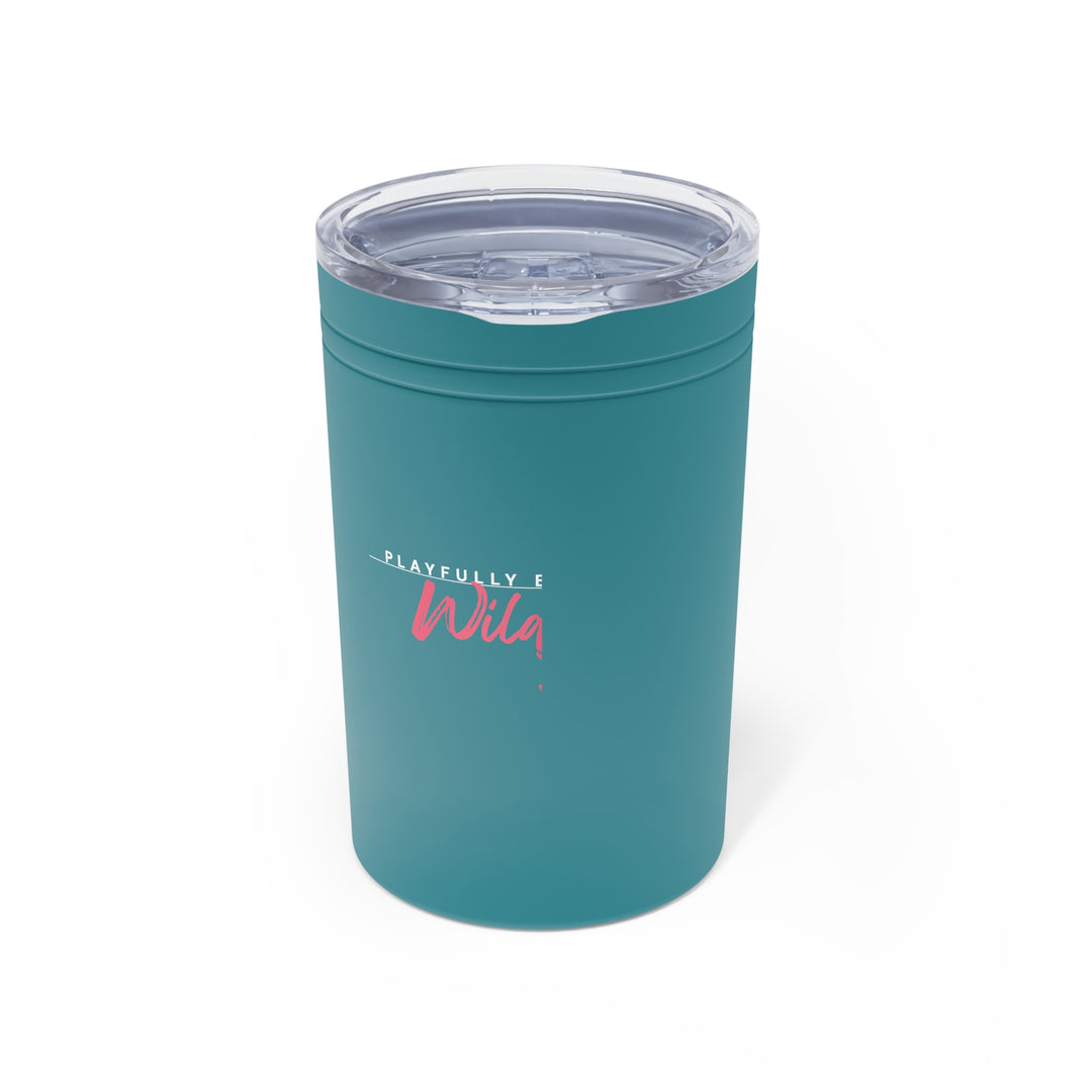Teal tumbler with a clear lid on a white background