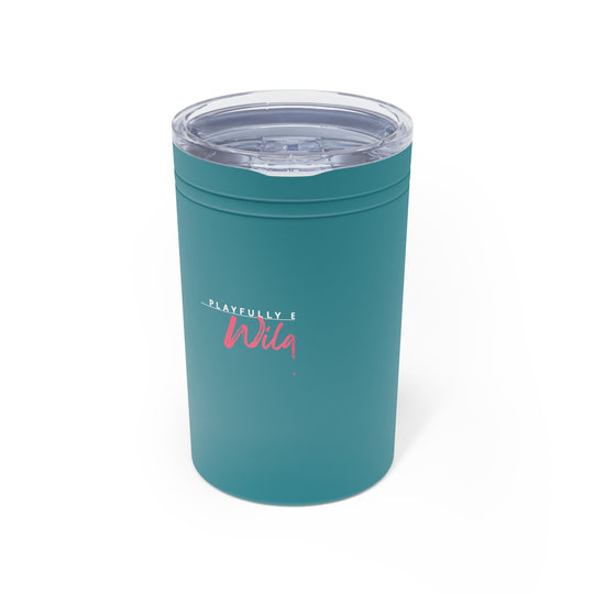 Teal tumbler with a clear lid on a white background