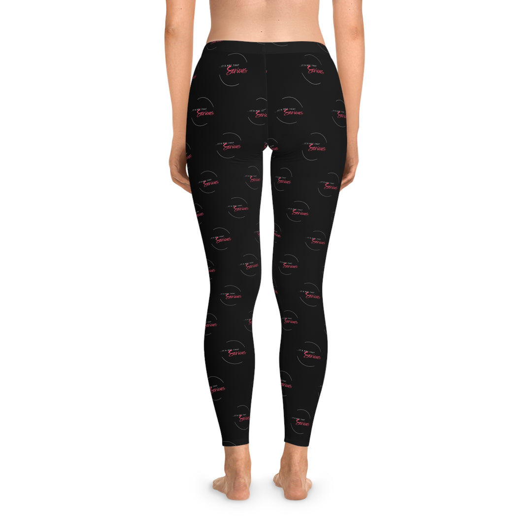 Black leggings with a pattern on a white background