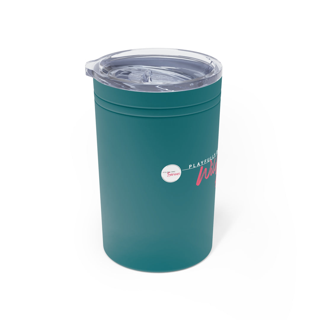 Teal tumbler with a clear lid on a white background