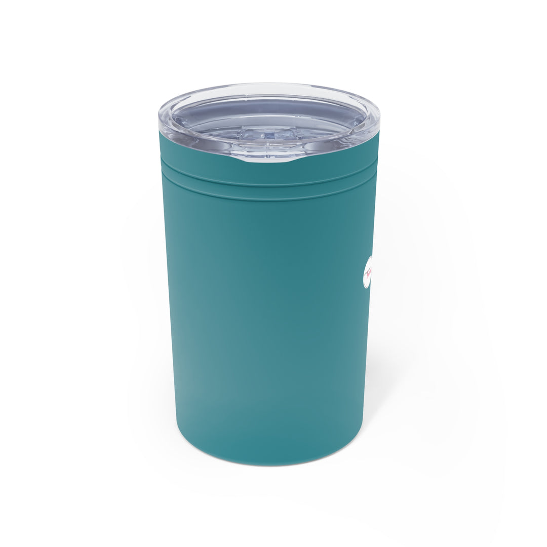 Teal tumbler with a clear lid on a white background