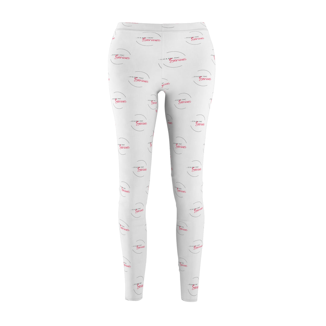 White leggings with red and black pattern on a white background