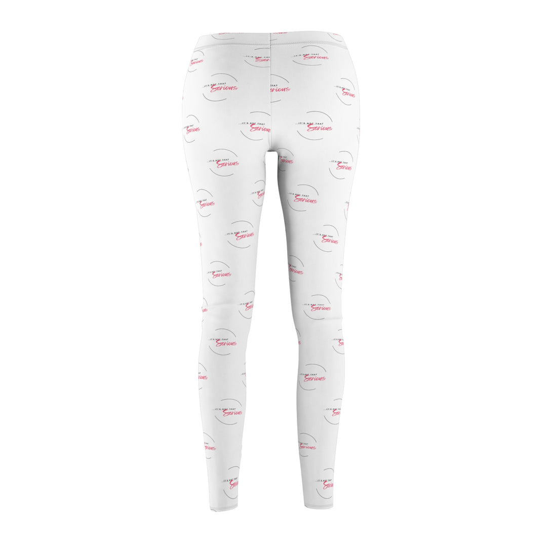 White leggings with red and black pattern on a white background
