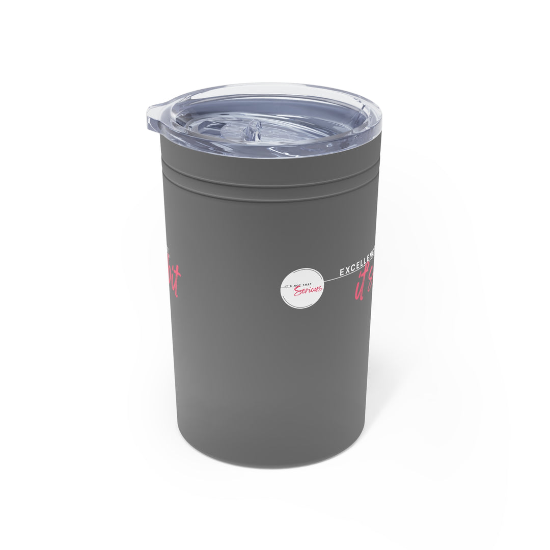Gray tumbler with a clear lid on a white background