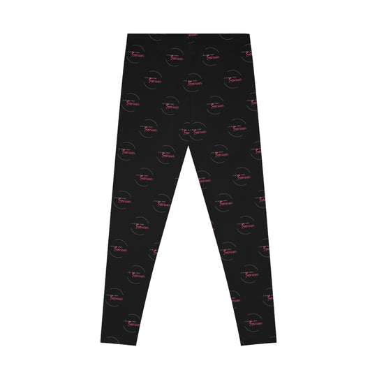 Black leggings with a pattern on a white background