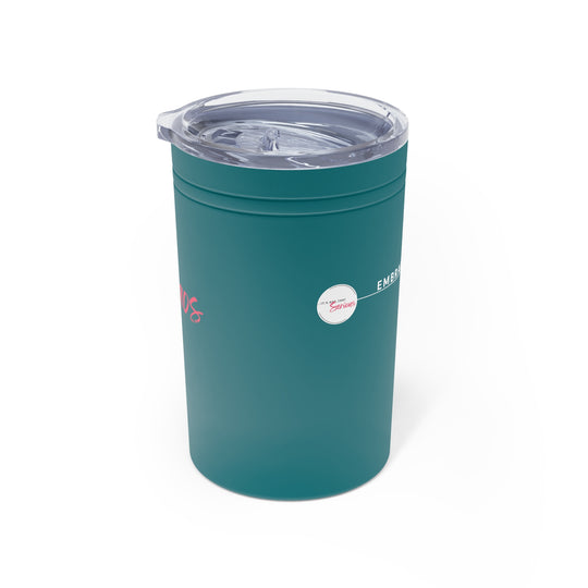 Teal insulated tumbler with clear lid on a white background
